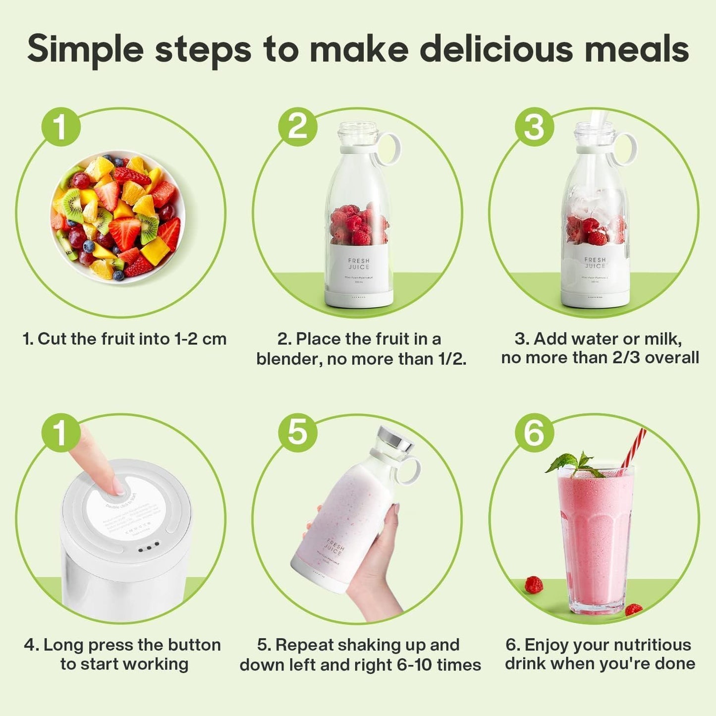 Traverl Portable Mini Juice Blender USB Rechargeable Mixer Juicer for Outdoor